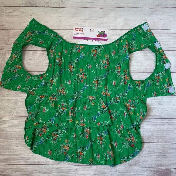 Boots & Barkley Green Floral Pet Dog Dress Size Extra Large Up to 100lbs - Picture 2 of 10